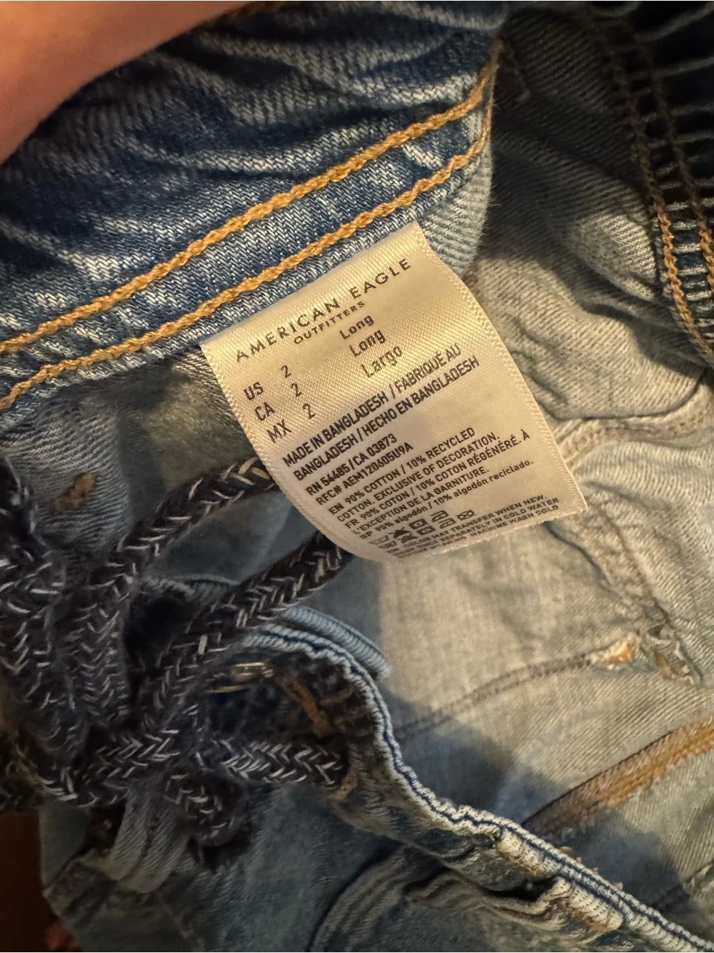 (LONG LENGTH SIZE 2) Denim Cargo Drawstring Jeans- AEO AE AMERICAN EAGLE
